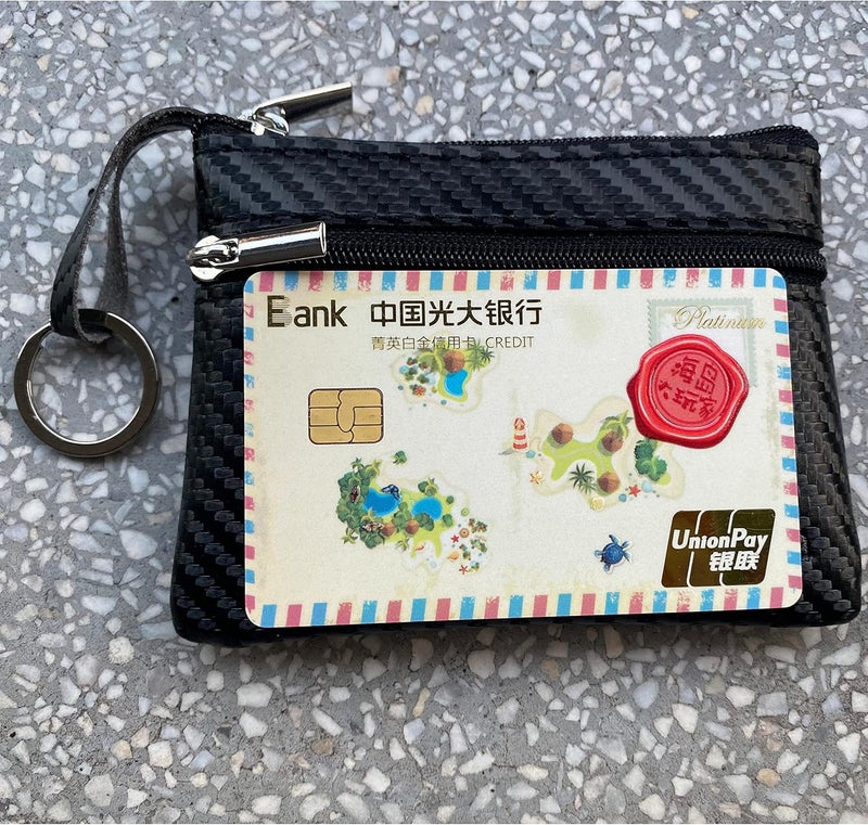 Moplusea Genuine Leather Small Coin Purse Wallet With Keychain Mini Change Purse Coin Pouch Holder For Men (GLCB014 Carbon Black) - Image 5